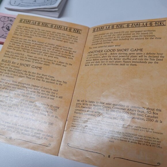 Monopoly Lord Of The Rings Trilogy Money Replacement Piece Instructions 2003 - Picture 5 of 7